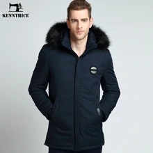 KENNTRICE парка Для мужчин зимние куртки Для мужчин s меховой воротник парки капюшон съемный обивка Jakcet теплое пальто мужской хлопок Мягкий
