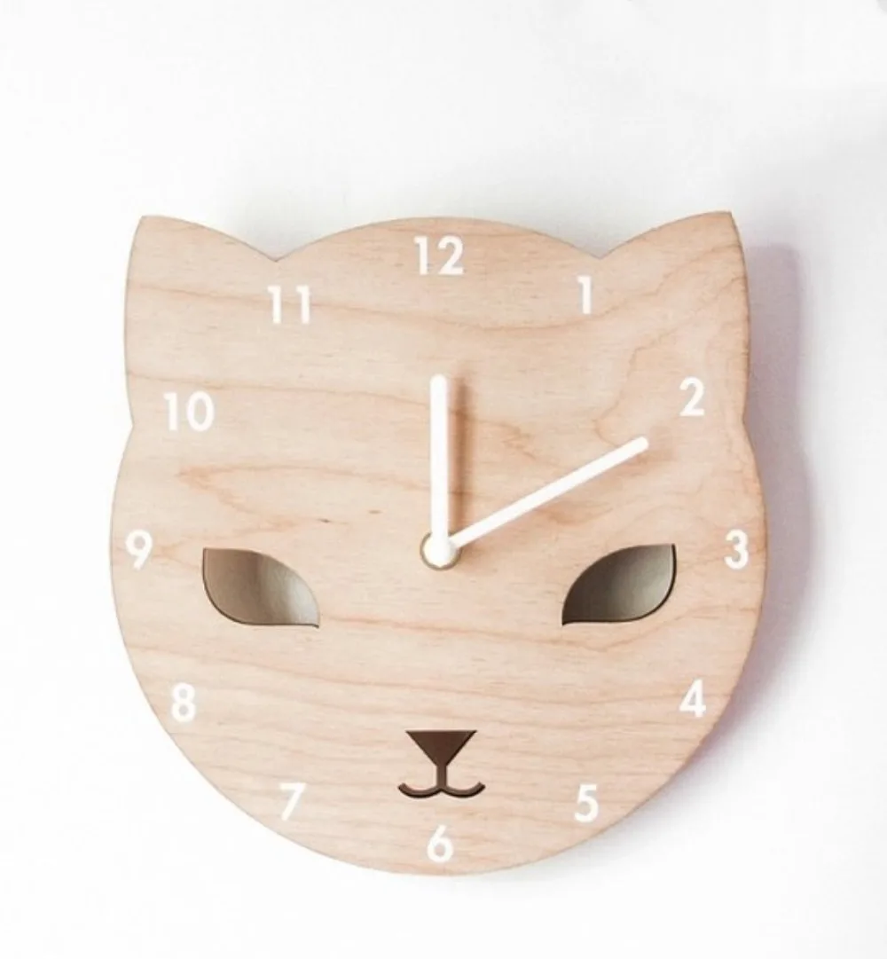 Nordic Carton Fox/Cat Silence Clock Wall decoration Clocks For Kids