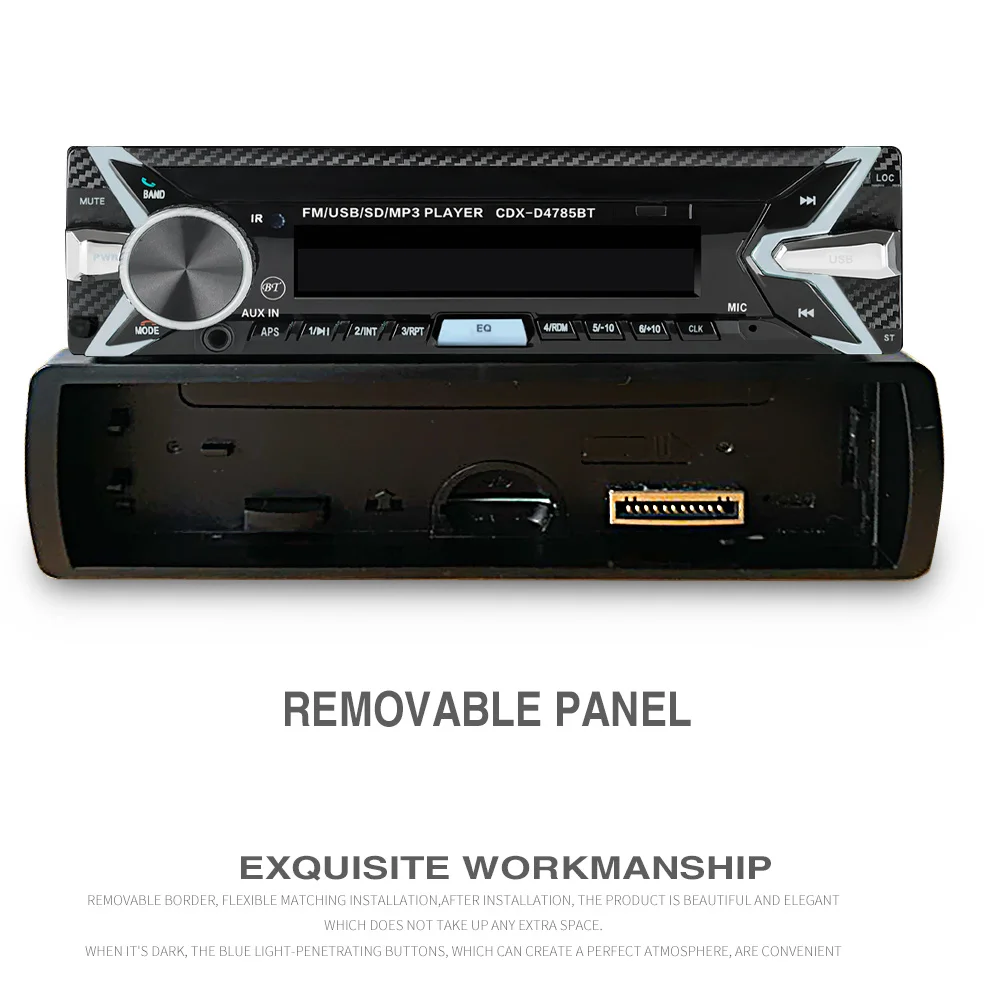 Съемные автомагнитолы MP3 USB Bluetooth Авторадио 1 Din стерео аудио SD FM тюнер высокого Мощность с Беспроводной пульт дистанционного управления
