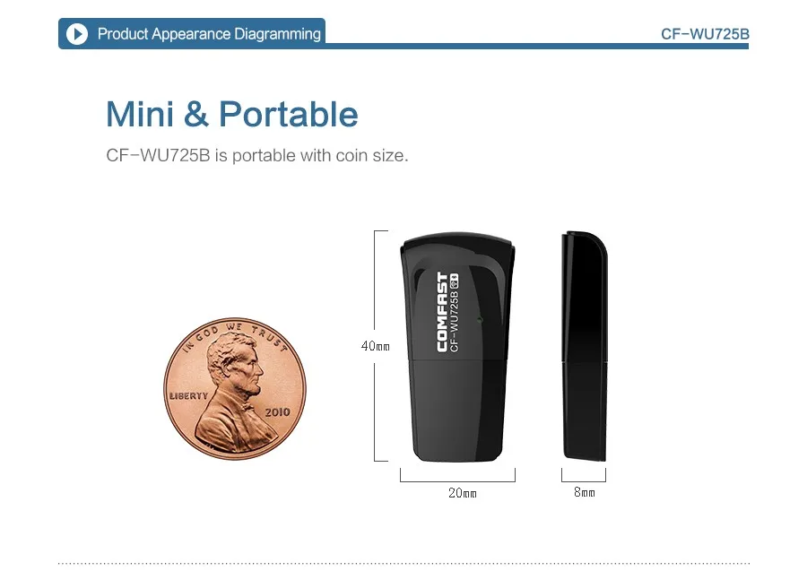 COMFAST Mini USB WiFi адаптер 150 Мбит/с Wi-Fi приемник беспроводной сетевой карты Bluetooth адаптер 802.11n/b/g Wi-Fi Dongle CF-WU725B