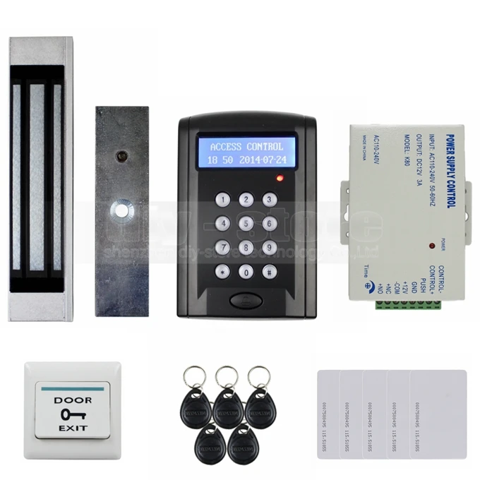 DIYSECUR ЖК-клавиатура с паролем 125 кГц RFID считыватель с 180 кг Электрический магнитный замок система контроля доступа комплект безопасности черный BC200