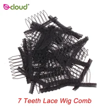 50 шт./пакет кружевной гребень для парика с полиэстеровой тканью 7 зубов парик аксессуары клип в человеческих волос для наращивания черный парик клипсы