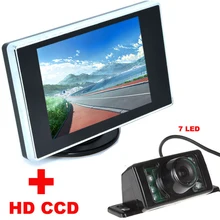 7LED HD CCD Автомобильная Камера Заднего вида + 3.5 дюймов Цветной ЖК-ДИСПЛЕЙ автомобиль Видео Монитор резервная Камера 2 в 1 Автоматическая система Помощи При Парковке