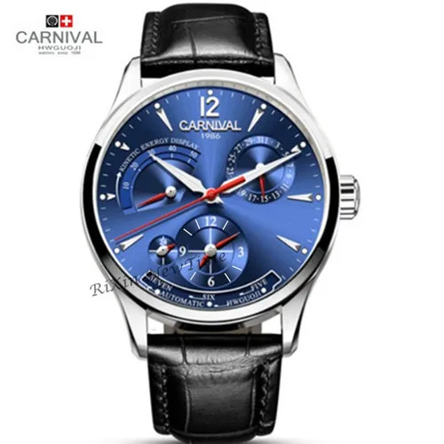 Silver blue C8762 Карнавальные швейцарские мужские часы Топ бренд класса люкс многофункциональные автоматические механические часы мужские водонепроницаемые светящиеся часы montre - Цвет: Silver blue C8762