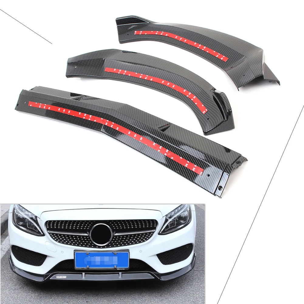 Carbon Fiber Front Bumper Lip Cover Trims For Mercedes Benz C-Class W205 Sport DP Style