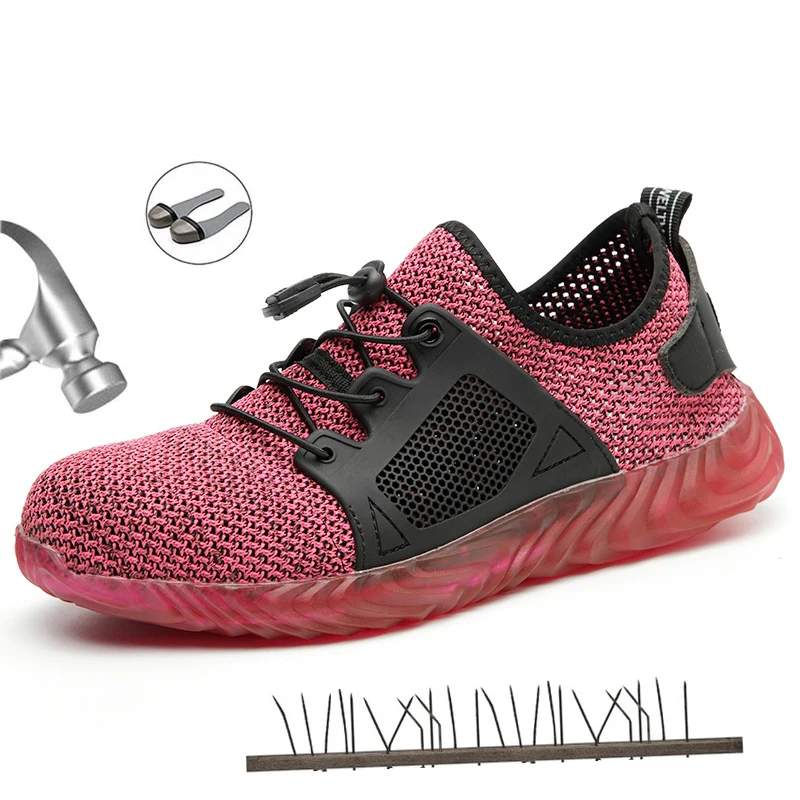 

Steel Toe Cap Women Safety Work Boots Women Mesh Breathable Anti-smashing Non-slip Comfortable Protective Lndustrial Shoes