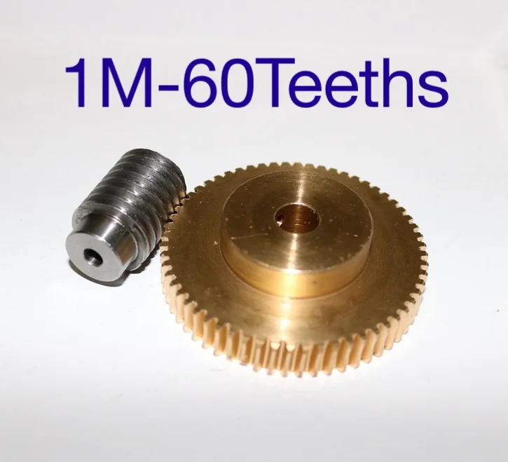 

1M 60Teeths Precision Copper Turbo Worm Reducer Worm Gear Screw Lifting Machine Accessories Gear hole:10mm Rod hole:6mm