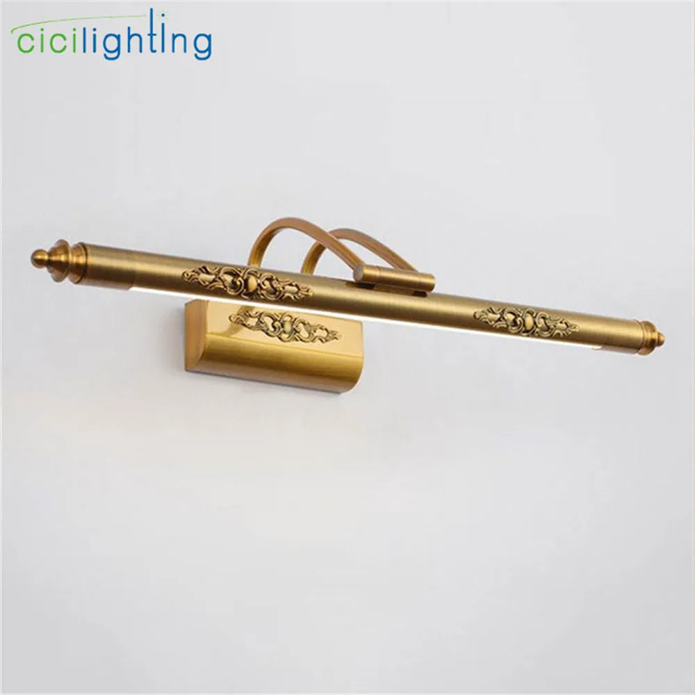 110V 220V L50cm L70cm L90cm Американский Ретро Бронзовый лампа Светодиодная зеркальная