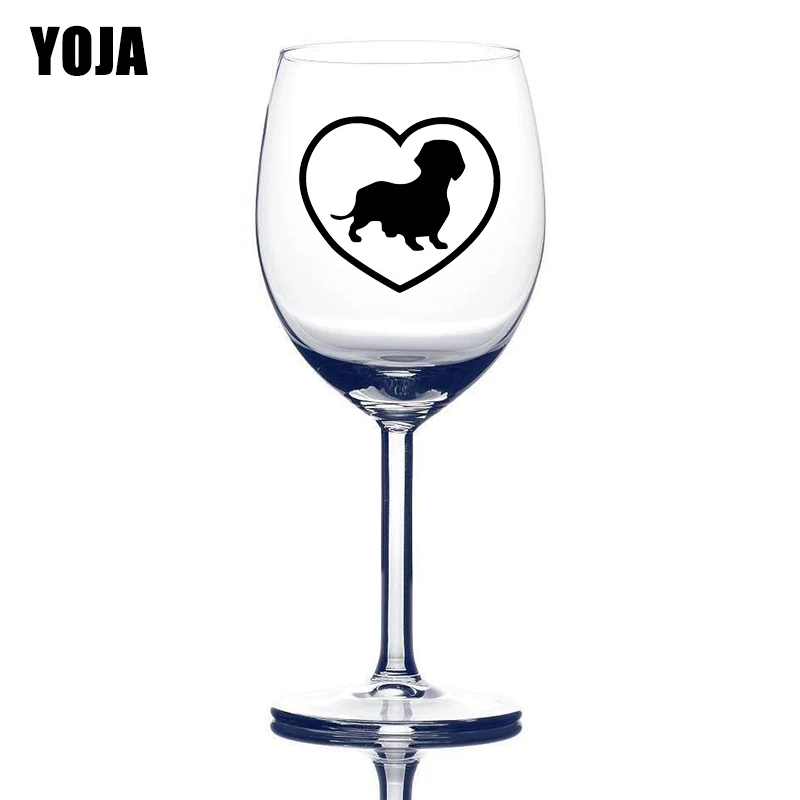 YOJA 5,8X5 см 6 шт. такса Милая мультяшная Настенная Наклейка для дома животное искусство вино стекло стикер G1-0256