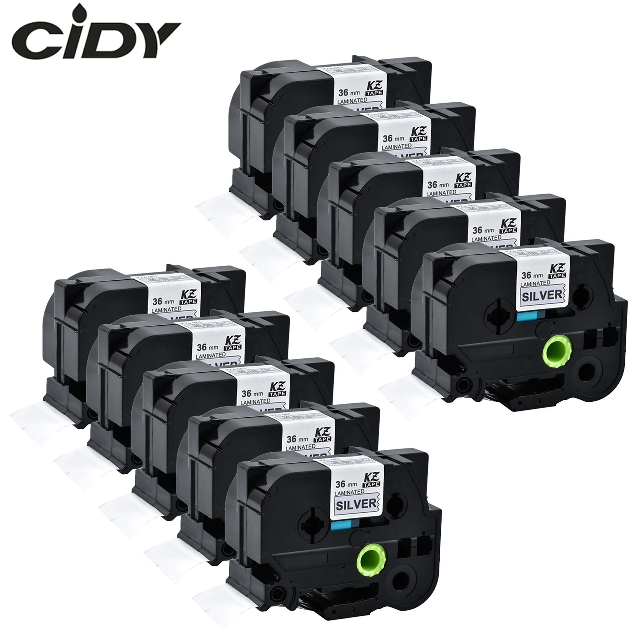 Preto sobre Prata Fita para Impressora Cidy Compatível tz 961 Tze 36 Tz961 mm Etiqueta Brother p Touch Tze961 10 Pcs