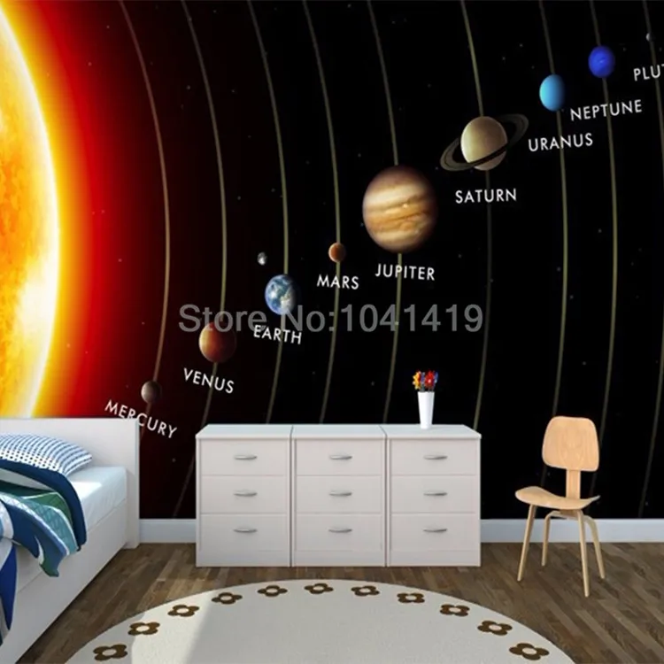 Индивидуальные 3D фрески детские обои солнечная система планеты настенные фрески гостиная детская спальня обои ТВ диван фон