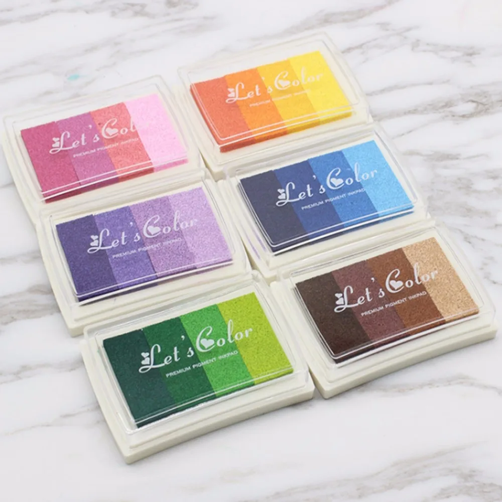 Paleta de Cores Almofada de Tinta Inkpad Quatro-cor Gradiente Carimbo 6 Pcs