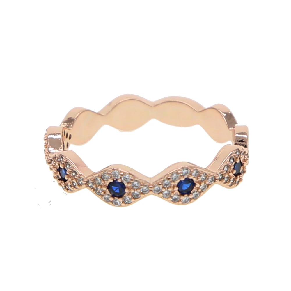 Stylish Fashion Women Ring Finger Jewelry Rose Gold Color CZ Cubic czirconia Crystal evil eye Rings 6/7/8/9/10 Hot Sale