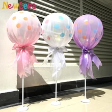 Фотография 12 inch Party Tulle Diamond Bows Latex Balloons With Column Base Kit for Baby Shower Birthday Wedding Party Decoration (6 Packs)