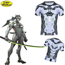 Line Walker fashion T-shirt OW cosplay Srever Genji Watch Over Men Tee clothes close-fitting T Shirt compression shirt