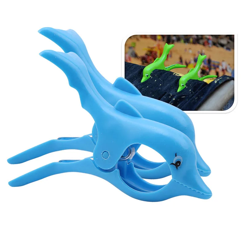 

2PCS Household Clothespins Cute Dolphin Laundry Hanging Clothes Pegs Beach Towel Clips Quilt Clamp