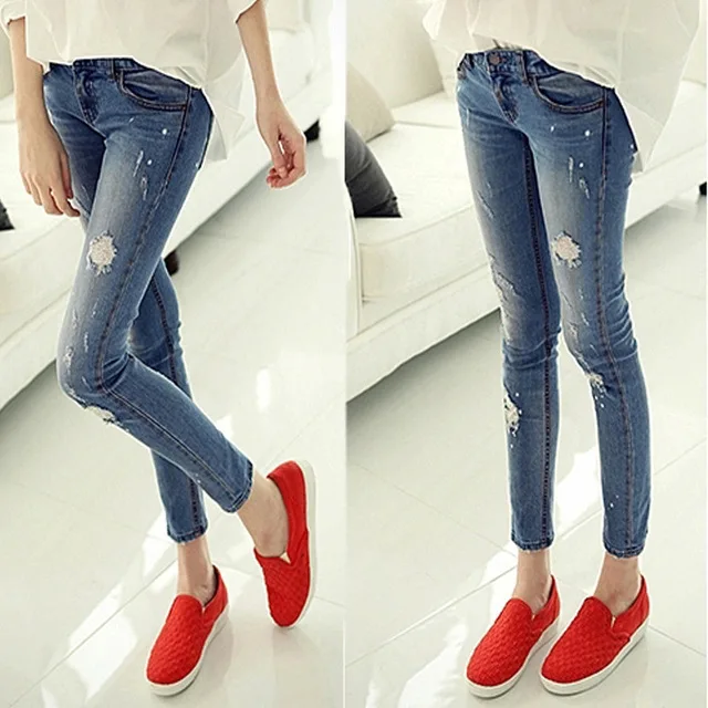 Blue During Waist Holes Jeans Woman Skinny Holes Jeans For Women Boyfriend Jeans For Women Elastic Blue Ripped Jeans Blue During Waist Holes Jeans Woman Skinny Holes Jeans For Women Boyfriend Jeans For Women Elastic Blue Ripped Jeans