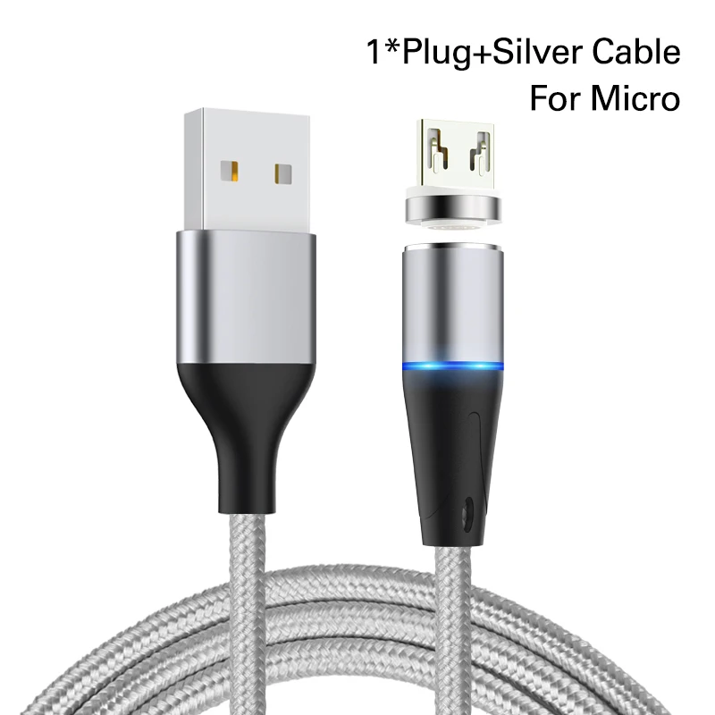 Coolreall Магнитный Micro USB кабель для iPhone samsung type-c зарядный Магнитный зарядный адаптер type C кабели для мобильных телефонов - Цвет: Silver Micro Cable