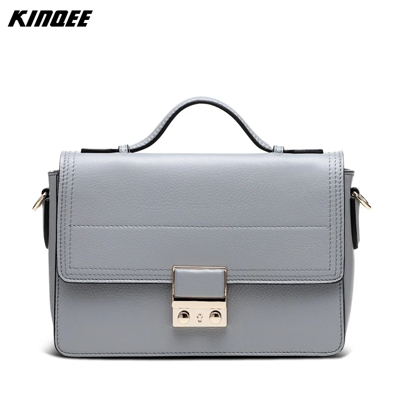 

2017 Time-limited Promotion Silk Soft Single Genuine Leather Messenger Crossbody Bag Women Fresh Cow Satcheles Cover Lock Solid