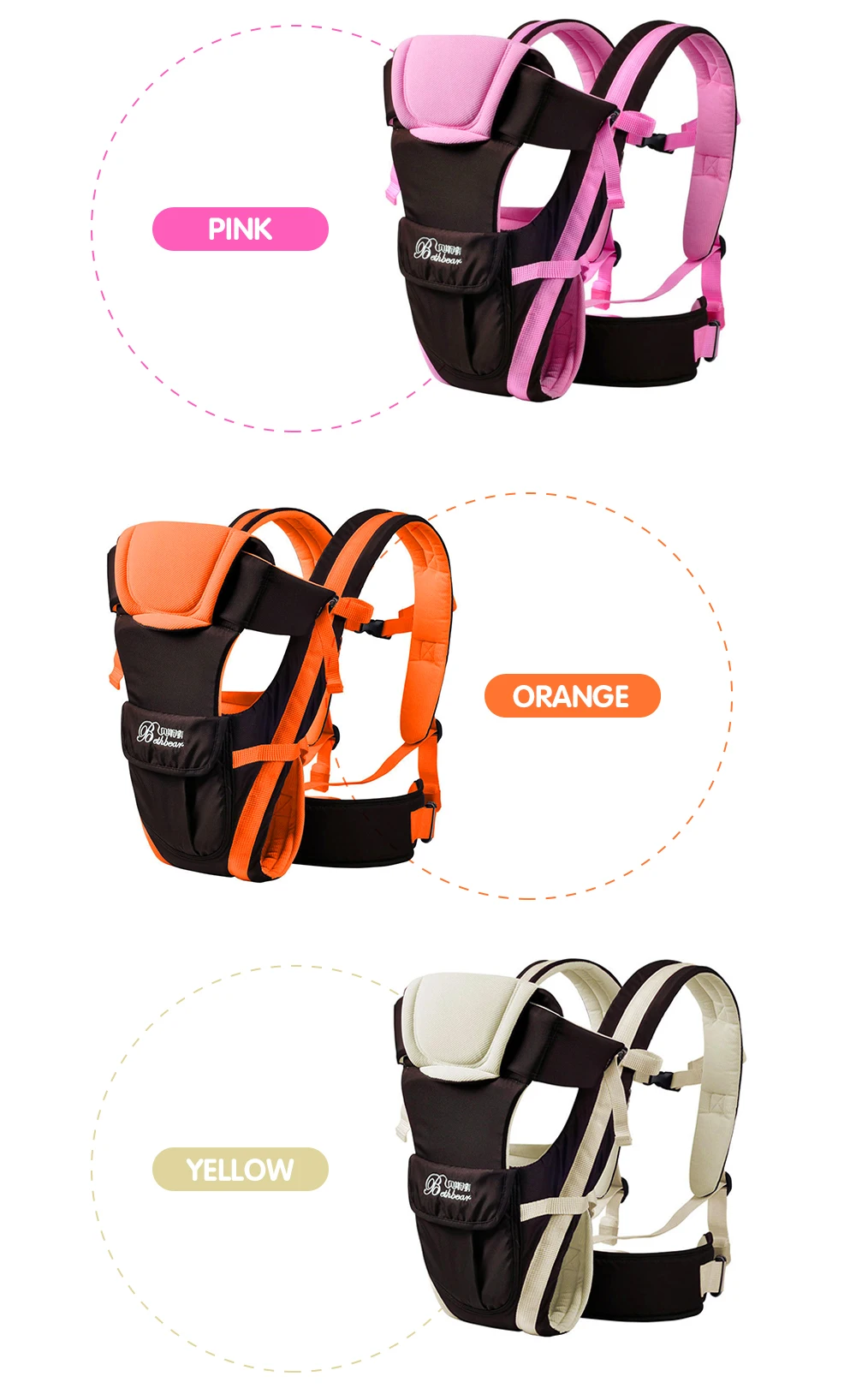 _04New Beth Bear 0-30 Months Breathable Front Facing Baby Carrier 4 in 1 Infant Comfortable Sling Backpack Pouch Wrap Baby Kangaroo