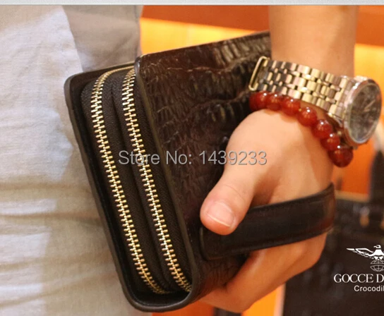 Fashion Design Genuine Crocodile Skin Leather wallets alligator skin long size men wallet with zipper closure