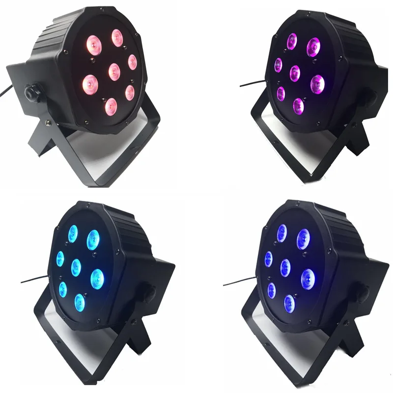 4 шт. LED Par 7x12 Вт RGBW 4в1 luce della lavata di Lusso контроллер DMX Led плоский Luci dj|Эффект освещения