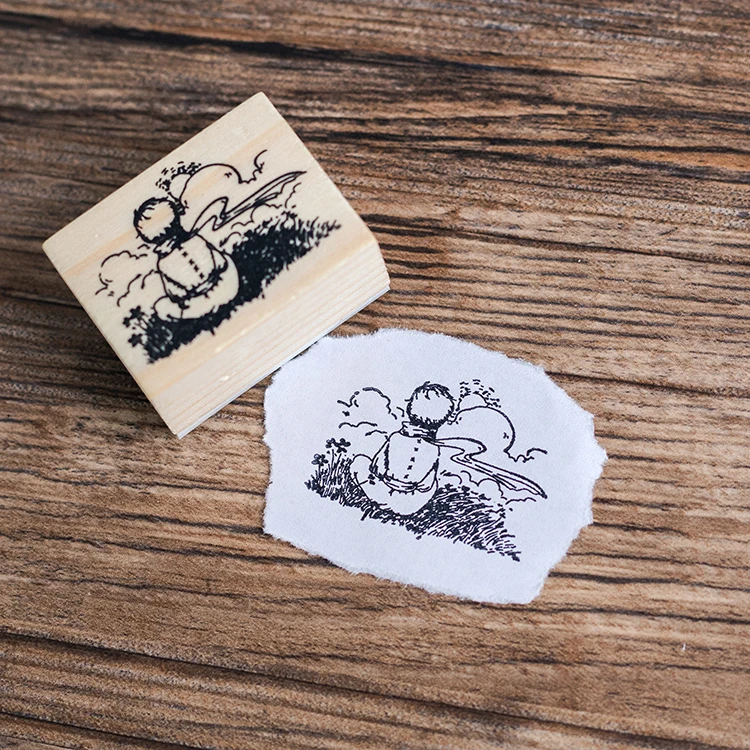 Cute Le Petit Prince decoration stamp wooden rubber stamps for scrapbooking stationery DIY craft standard stamp - Цвет: 3