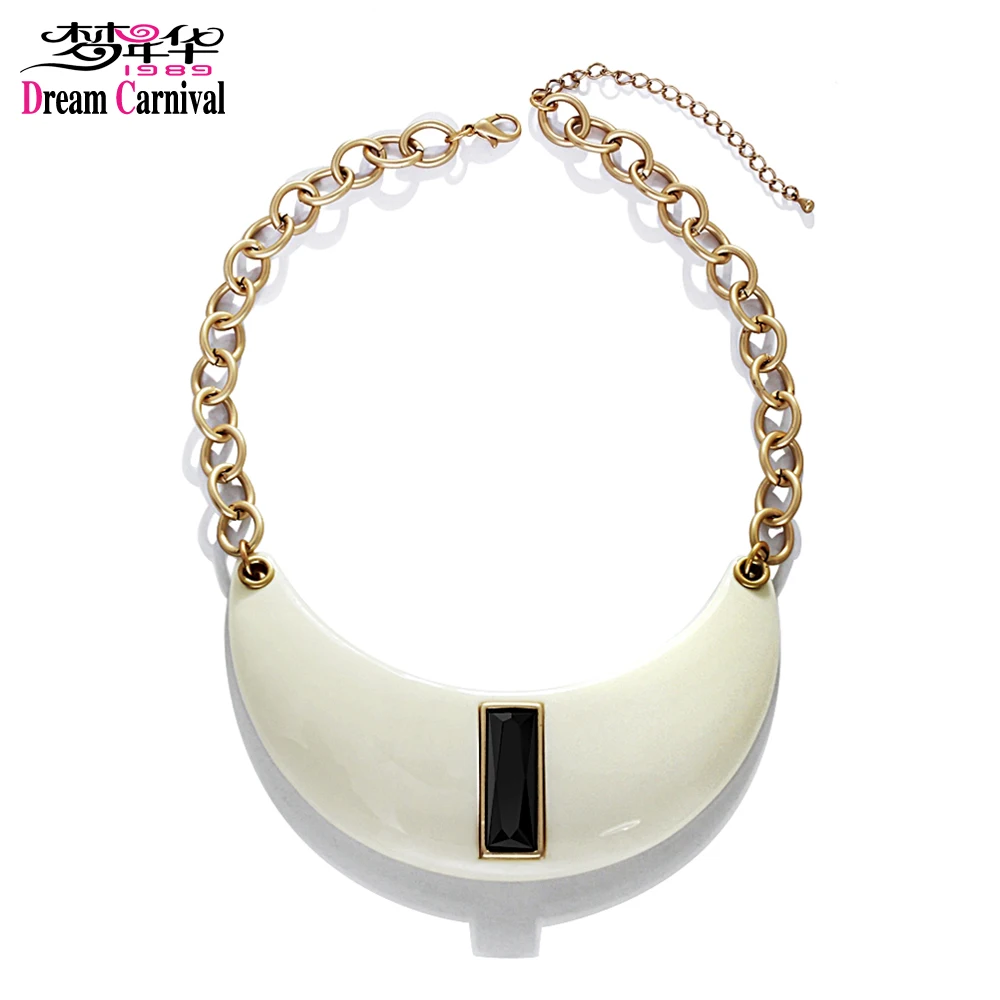 

DreamCarnival 1989 Big Beige Pendant Torques for Women Power Necklace Collier Bijoux Gold Color Party Fashion Wholesale Discount