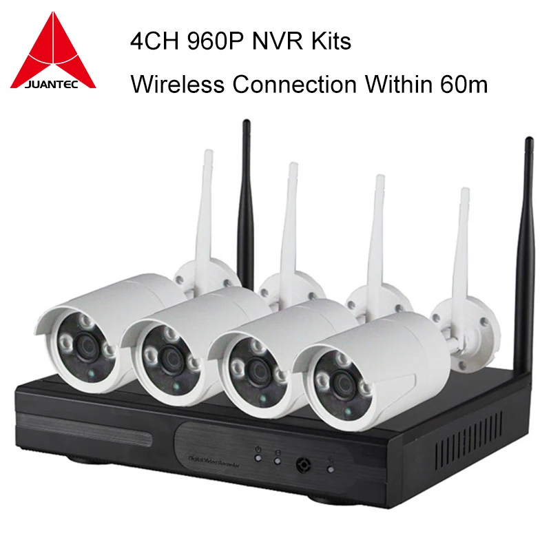 4CH 960P NVR Kits Plug and Play Wireless Connection 4pcs 960P IP Camera WIFI CCTV System