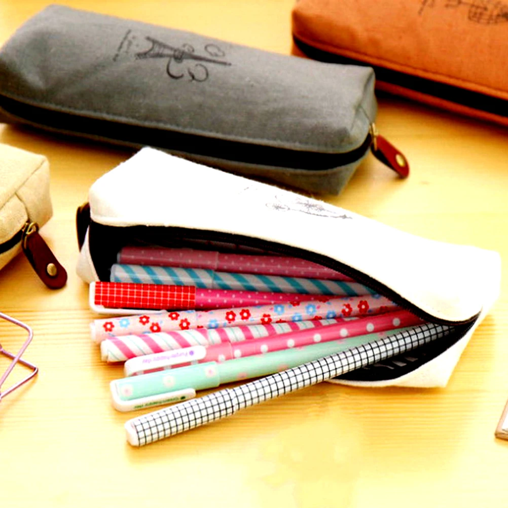 

Simple Creative Paris Style Pattern Pen Pencil Case Retro Towers Linen Men and Women Holder Storage Bag Office Stationery