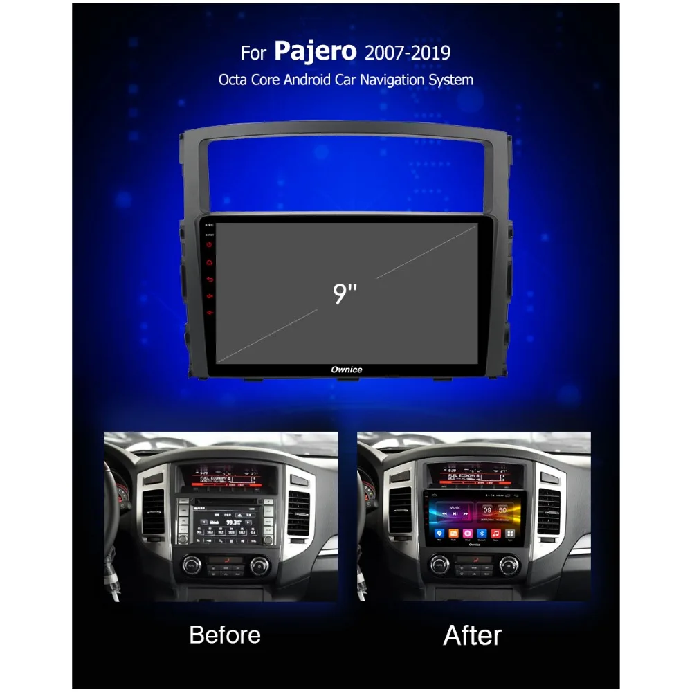 Flash Deal 9" IPS 8Core 4G+32G Android 9.0 Car DVD GPS Radio Video Player For Mitsubishi Pajero V97 V93 2007-2019 DSP CarPlay Multimedia 1