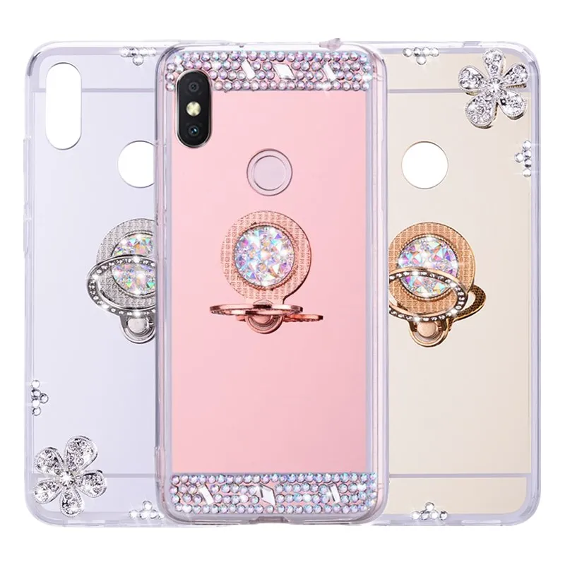 

Luxury Soft Bling Mirror Case Finger Ring for Xiaomi 9 5 6 5S 5C 5X Plus Mix Max Redmi Note 7 6 5 Pro 2 3 4 4X 3S 4A 5A Prime