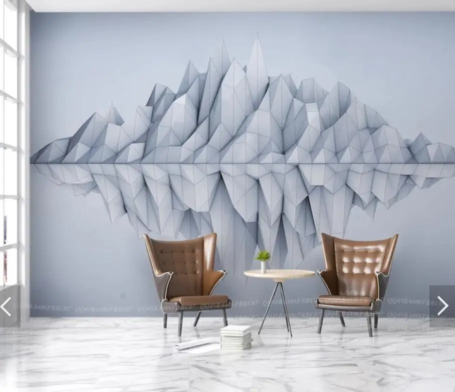 3D Abstract Geometric Water Mountain Wallpaper Mural for ...
