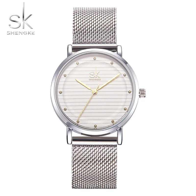 Reloj Mujer Sk женские часы со стразами, серебристые наручные часы, полностью из нержавеющей стали, водонепроницаемые кварцевые часы, Простой Тонкий - Цвет: B