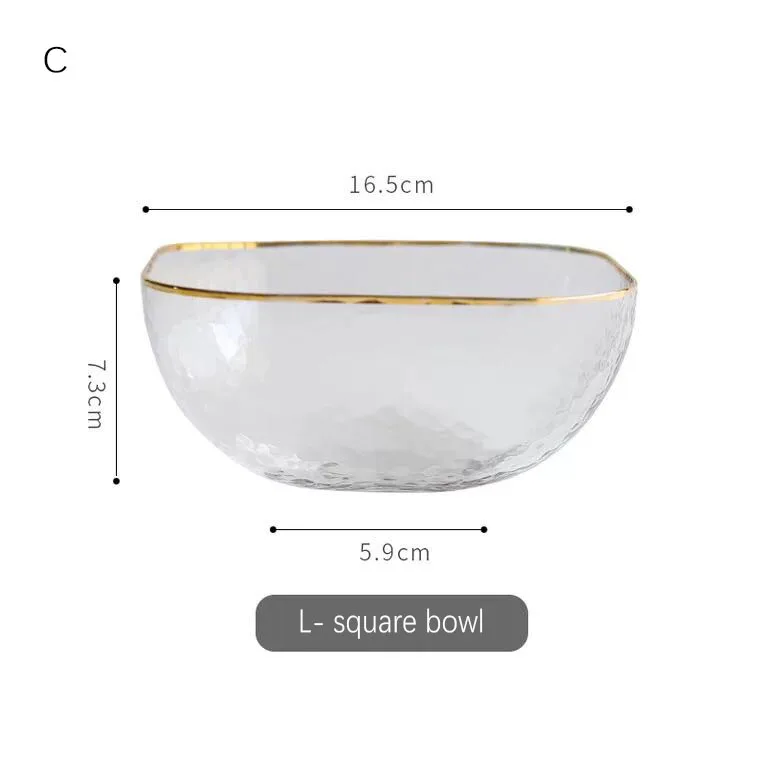 Светильник в скандинавском стиле, роскошная стеклянная миска с ветровым молотком в западном стиле, салатная суповая миска для гурманов, креативная квадратная чаша Пномпеня - Цвет: C. L