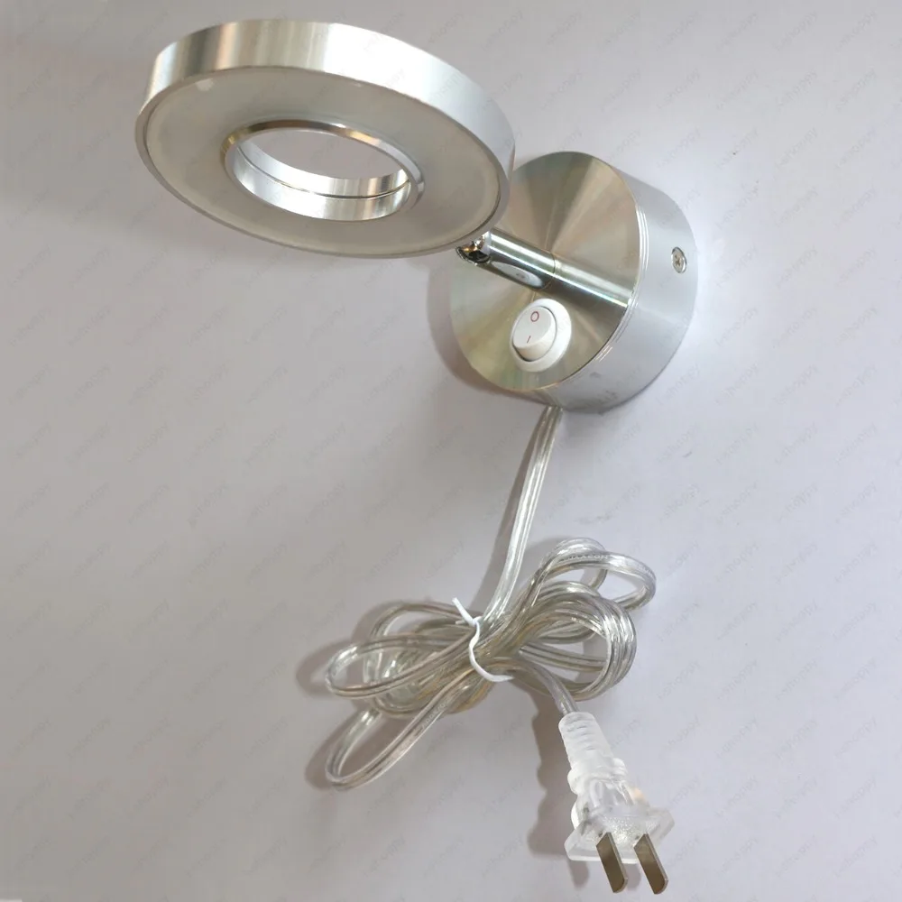 

4W LED Wall Sconce Picture Light Fixture Bedside Lamp Angle Adjustable Lighting On/Off Button + Plug SMD 5730 Silver Shell