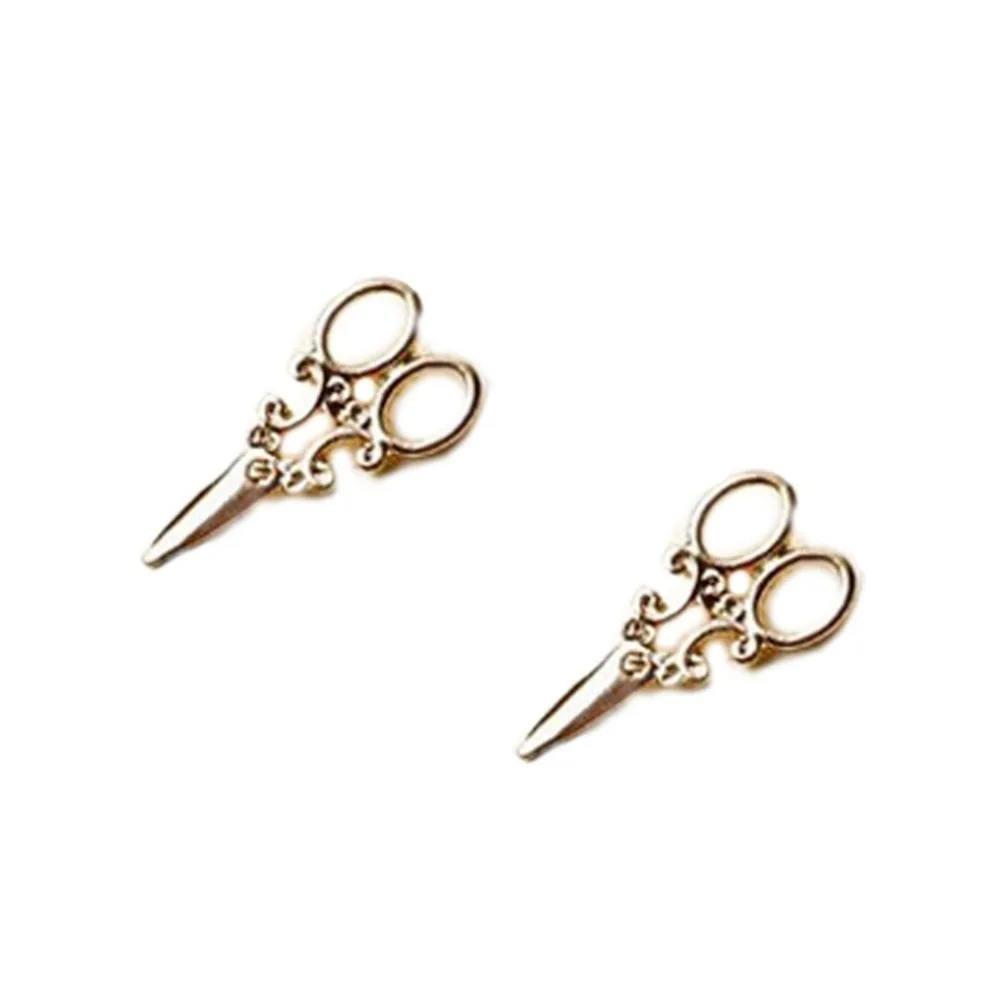 

New Arrival Small Simple Gold And SIlver Plated Scissor Stud Earrings For Women Fancy Jewelry