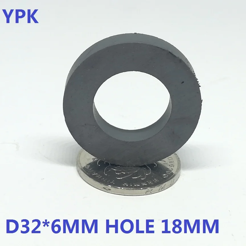

5pcs Ring Ferrite Magnet D 32*6 mm Hole 18 mm Black Round Speaker D 32X6 mm Magnet with hole 18MM 32mm x 6mm