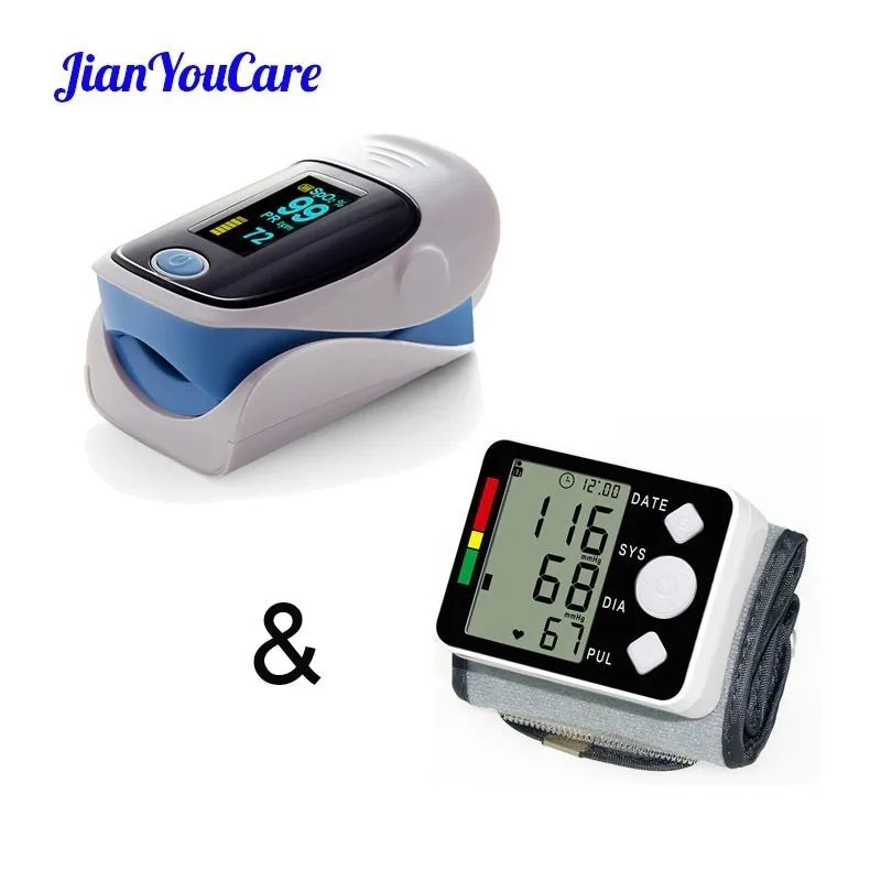

Digital Finger Oximeter SPO2 PR & Digital Wrist Blood Pressure Monitor Portable Automatic Sphygmomanometer Blood Pressure Meter