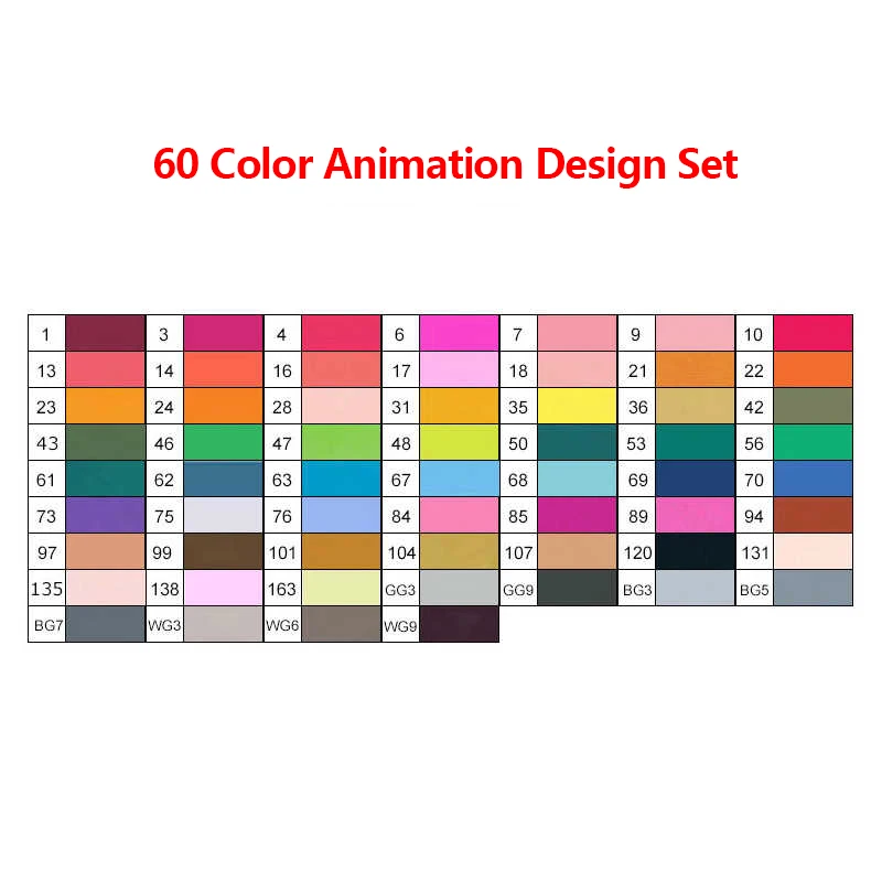 Touchfive спиртовые маркеры 30/40/60/80/168 Цвета Dual Head эскиз маркеры набор кистей и ручек для рисования манга дизайн товары для рукоделия - Цвет: 60-Animation Design