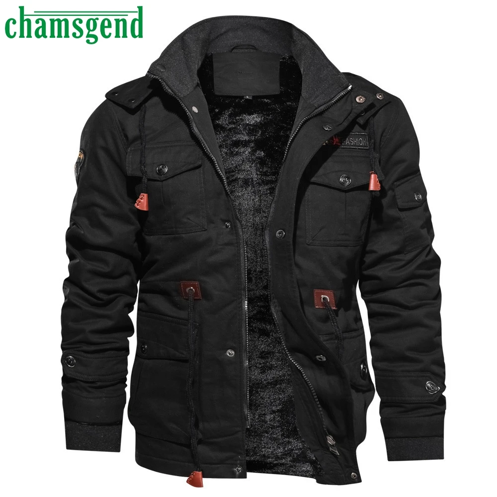 

Chamsgend Winter Warm Men Jackets long Sleeve Male Jacket Parkas Men Cashmere Thickened Pocket Cotton Coat Outwear Breathable40*