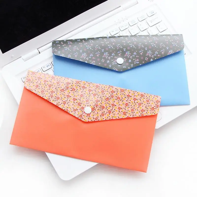 10 Pcs Floral Envelope Small File Folder Reusable Plastic Billfold