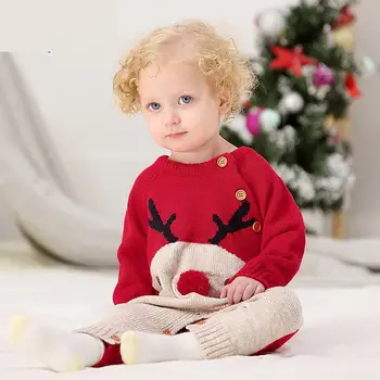 

Christmas Moose Knitting Newborn Jumpsuit 2018 Autumn Hot Cotton Baby Girl Romper Fashion High Quality Brands Baby Clothes