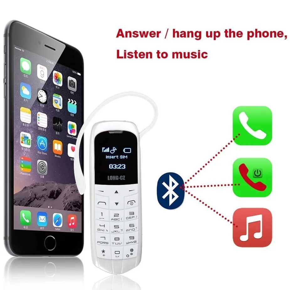 Длинный-CZ J8 мини мобильный телефон bluetooth наушники номеронатор телефоны с поддержкой громкой связи FM радио одна SIM GSM сотовый телефон