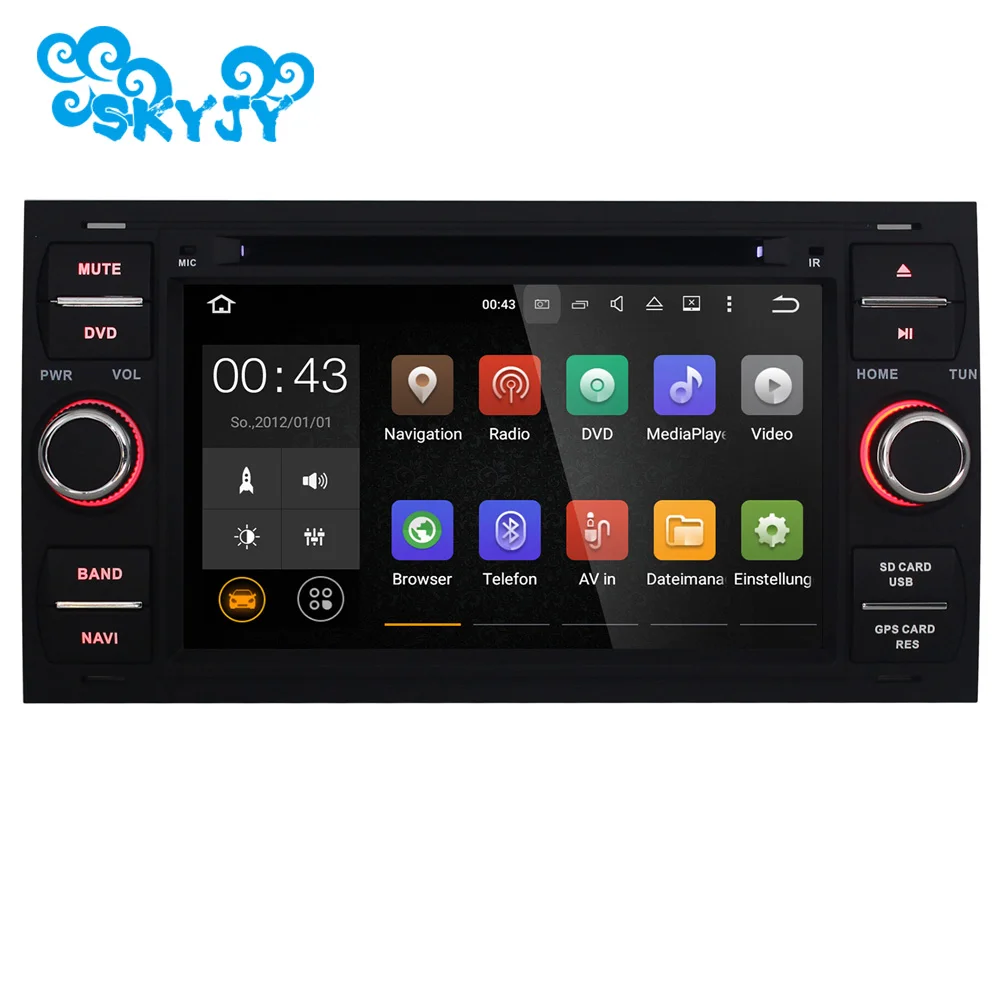 

7" Quad Core HD Car DVD Player GPS Navigation Radio Audio for Ford Transit Galaxy Focus Mondeo Fiesta C-max Kuga Connector Black