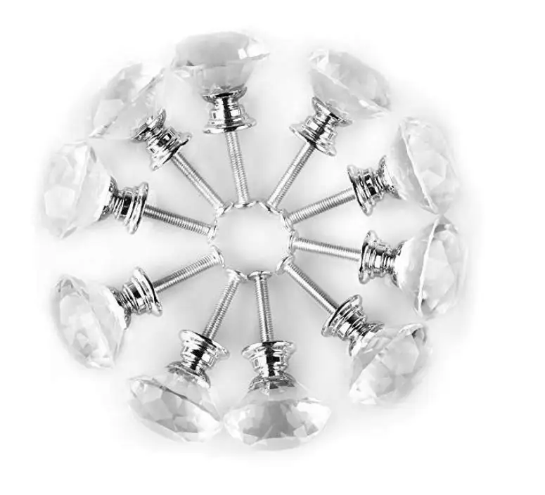

wholesale 30&40 mm gold silver K9 Crystal Glass Diamond Furniture Handles Drawer Wardrobe Cabinets Cupboard Door Pull Knobs