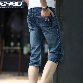 

Top quality 2020 Fashion Summer washing Embroidery Calf-Length Pants Denim Biker breeches Hip hop Cowboy teenagers Capri men