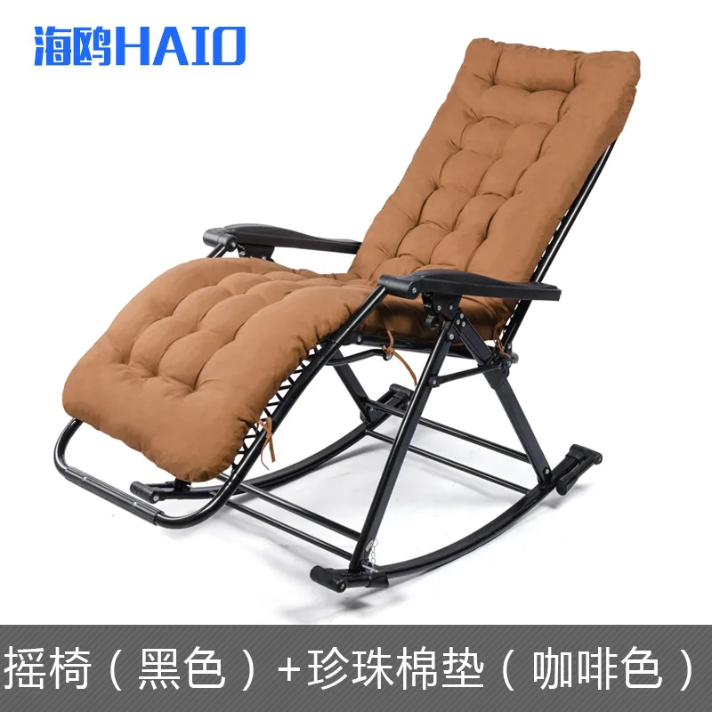 Портативное складное кресло для отдыха, удобное расслабляющее кресло-качалка, кресло для отдыха с хлопковой тканью, подушка, кресло-качалка, 250 кг, подшипник - Цвет: Brown with Padded