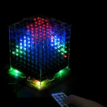 3D8 BRICOLAGE multicolore LED mini lumière cubeeds Avec IR/3D 8 8x8x8 Kits/Junior, Cadeau de noël