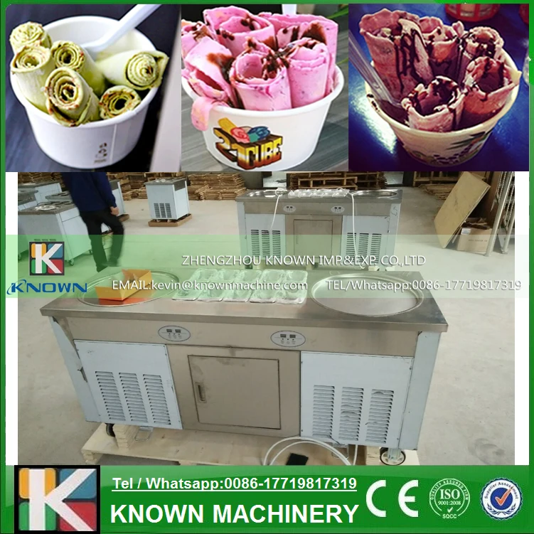 

CE approved of KN-2+10 fried ice pan machine / ice cream roll machine / fry ice pan maker with double pans